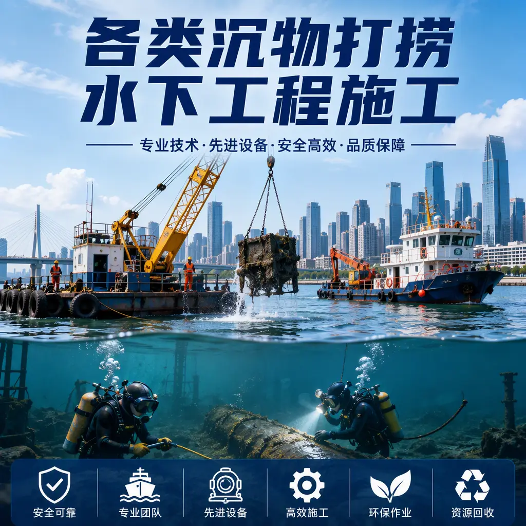 四会各类沉物打捞，水下工程施工